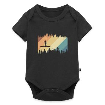 SUP im Fluss Stand up Paddle Balance - Baby Premium Kurzarmbody - Schwarz - Vorne