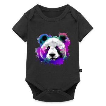 Colorful panda with splashes - Baby Premium short-sleeve bodysuit - black - Front