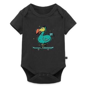 Dodo rides bird on a skateboard - Baby Premium short-sleeve bodysuit - black - Front