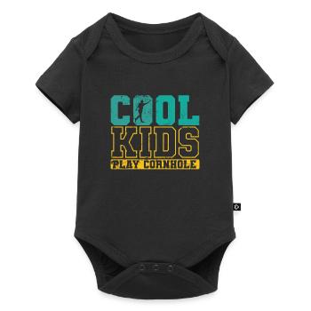 Cool Kids play Cornhole Leisure Hobby - Baby Premium short-sleeve bodysuit - black - Front