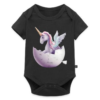 Baby unicorn hatches from egg - Baby Premium short-sleeve bodysuit - black - Front