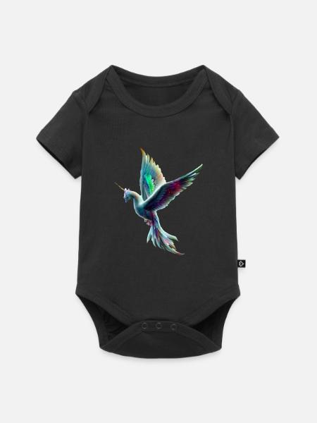 Einhorn Vogel - Baby Premium Kurzarmbody - Schwarz