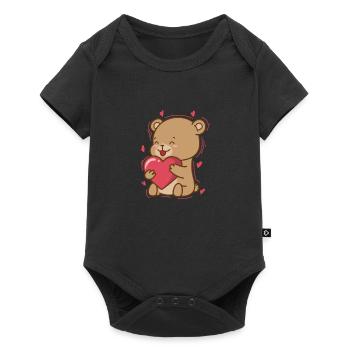L’ours est amoureux de l’animal de la forêt de cœur - Body à manches courtes Premium Bébé - noir - Devant