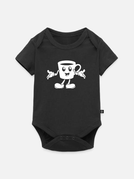Kaffee Cafe Emoticon - Baby Premium Kurzarmbody - Schwarz