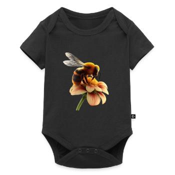 Bee on flower - Baby Premium short-sleeve bodysuit - black - Front