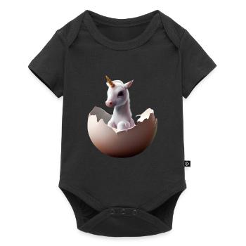 Bébé licorne à couver - Body à manches courtes Premium Bébé - noir - Devant