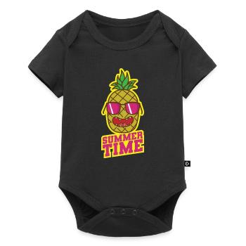 Summer Time Ananas tropisch süße Frucht - Baby Premium Kurzarmbody - Schwarz - Vorne