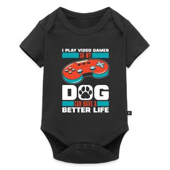 Chien de jeu Gamer - Body à manches courtes Premium Bébé - noir - Devant