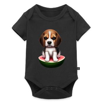 Baby Beagle on watermelon - Baby Premium short-sleeve bodysuit - black - Front