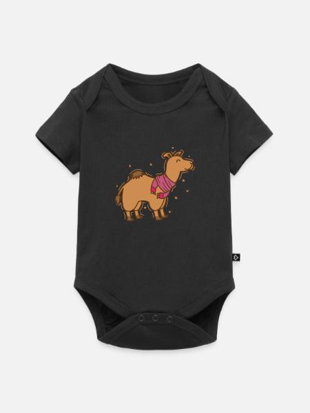 Kamel Dromedar mit Schal Dromedar - Baby Premium Kurzarmbody - Schwarz