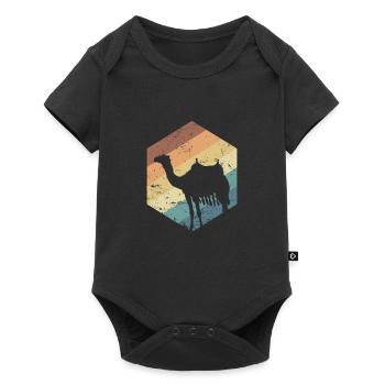 Kamel Dromedar Karawane Höcker Wüste - Baby Premium Kurzarmbody - Schwarz - Vorne