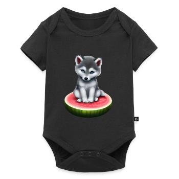 Loup de pastèque - Body à manches courtes Premium Bébé - noir - Devant