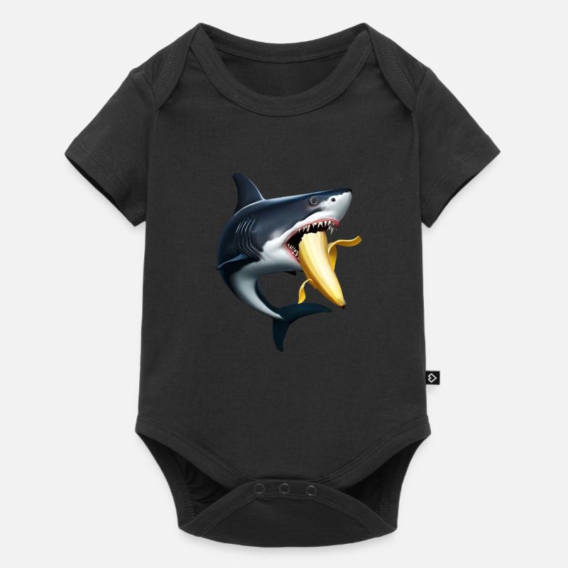 Le requin mange de la banane - Body à manches courtes Premium Bébé - noir