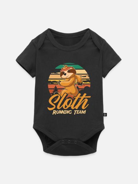 Faultier Niedlich Faultier Läuft - Baby Premium Kurzarmbody - Schwarz