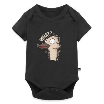 What? Strauß Vogel Tier Sprinter - Baby Premium Kurzarmbody - Schwarz - Vorne