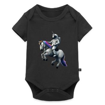 Astronaut on unicorn with unicorn helmet - Baby Premium short-sleeve bodysuit - black - Front
