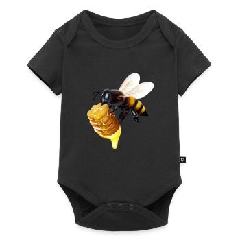 Abeille en nid d’abeille - Body à manches courtes Premium Bébé - noir - Devant