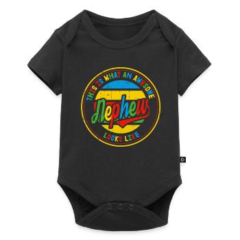 Bester Neffe der Welt Retro Geschenk - Baby Premium Kurzarmbody - Schwarz - Vorne