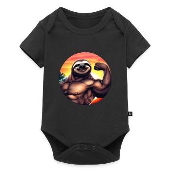 Muscular sloth in sunset - Baby Premium short-sleeve bodysuit - black - Front