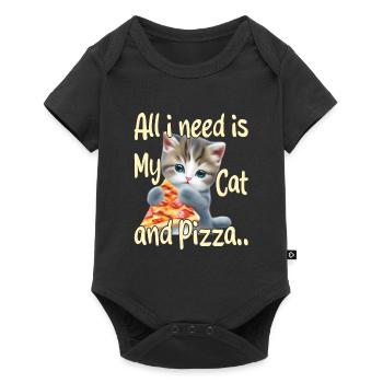 All I Need is My Cat and Pizza - Baby Premium short-sleeve bodysuit - black - Front