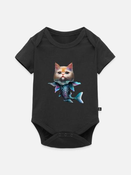 Fischkatze Fusion - Baby Premium Kurzarmbody - Schwarz