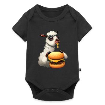 Lama mangeur de cheeseburger - Body à manches courtes Premium Bébé - noir - Devant