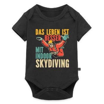 Indoor Skydiving Indoor Fallschirmspringen - Baby Premium Kurzarmbody - Schwarz - Vorne