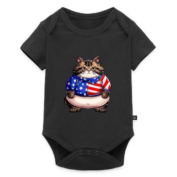Chat drapeau américain - Body à manches courtes Premium Bébé - noir - Devant