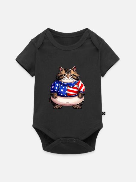 Amerikanische Flaggen-Katze - Baby Premium Kurzarmbody - Schwarz