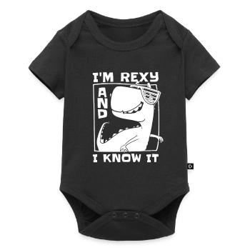 Dinosaurier Erwachsener Dinosaurier - Baby Premium Kurzarmbody - Schwarz - Vorne