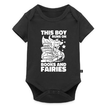 Buch Leseratte Bücherwurm Niedlich Buchfee - Baby Premium Kurzarmbody - Schwarz - Vorne