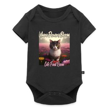 Chat dans la mer de fleurs - Body à manches courtes Premium Bébé - noir - Devant