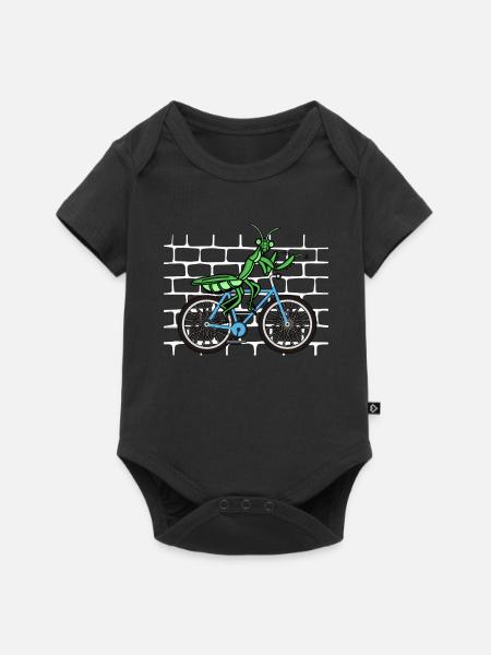 Mantis Gottesanbeterin Fahrrad - Baby Premium Kurzarmbody - Schwarz