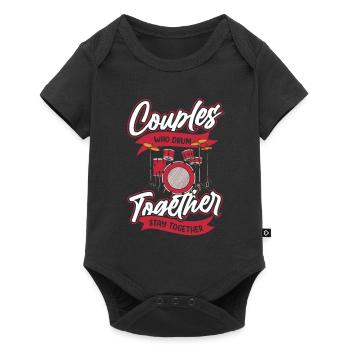 Batterie Batteur Batteur Couple - Body à manches courtes Premium Bébé - noir - Devant