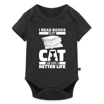 Book, Bookworm, Bookworm, Cat - Baby Premium short-sleeve bodysuit - black - Front
