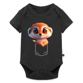 Suricate ludique dans la poche de poitrine - Body à manches courtes Premium Bébé - noir - Devant