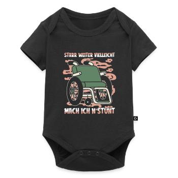 Rollstuhl Rollstuhlfahrer - Baby Premium Kurzarmbody - Schwarz - Vorne