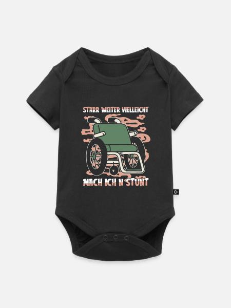Rollstuhl Rollstuhlfahrer - Baby Premium Kurzarmbody - Schwarz