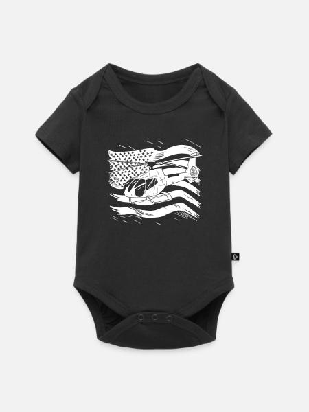 Helikopter Hubschrauber - Baby Premium Kurzarmbody - Schwarz