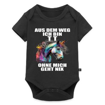 Tuniertrottel ich mach hier alles Pferd Rappe - Baby Premium Kurzarmbody - Schwarz - Vorne