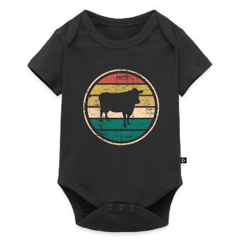 Cadeau de ferme laitière Cow Retro Moo Farmer - Body à manches courtes Premium Bébé - noir - Devant