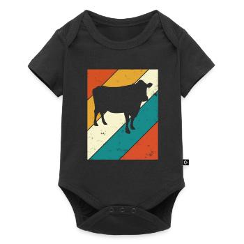 Cow Retro Moo Farmer Milk Farm Gift - Baby Premium short-sleeve bodysuit - black - Front