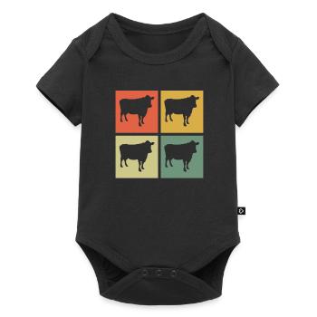 Cow Animal Farmer Moo Retro Farm Gift - Body à manches courtes Premium Bébé - noir - Devant