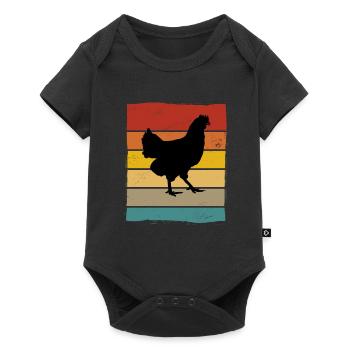 Chickens Retro Rooster Farmer Retro Farm Gift - Baby Premium short-sleeve bodysuit - black - Front