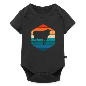 Cow Retro Moo Farmer Milk Farm Gift - Baby Premium short-sleeve bodysuit - black - Front