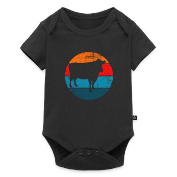 Cow Retro Moo Farmer Milk Farm Gift - Baby Premium short-sleeve bodysuit - black - Front