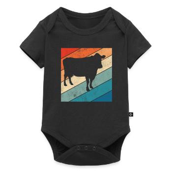 Cow Retro Moo Farmer Milk Farm Gift - Baby Premium short-sleeve bodysuit - black - Front