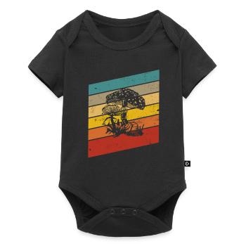 Mushroom Mushrooms Boletus Toadstool Retro Gift - Baby Premium short-sleeve bodysuit - black - Front
