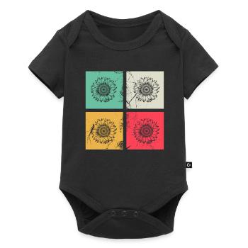 Cadeau rétro de fleur de tournesol - Body à manches courtes Premium Bébé - noir - Devant