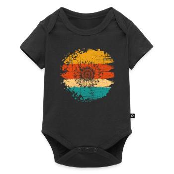 Cadeau rétro de fleur de tournesol - Body à manches courtes Premium Bébé - noir - Devant